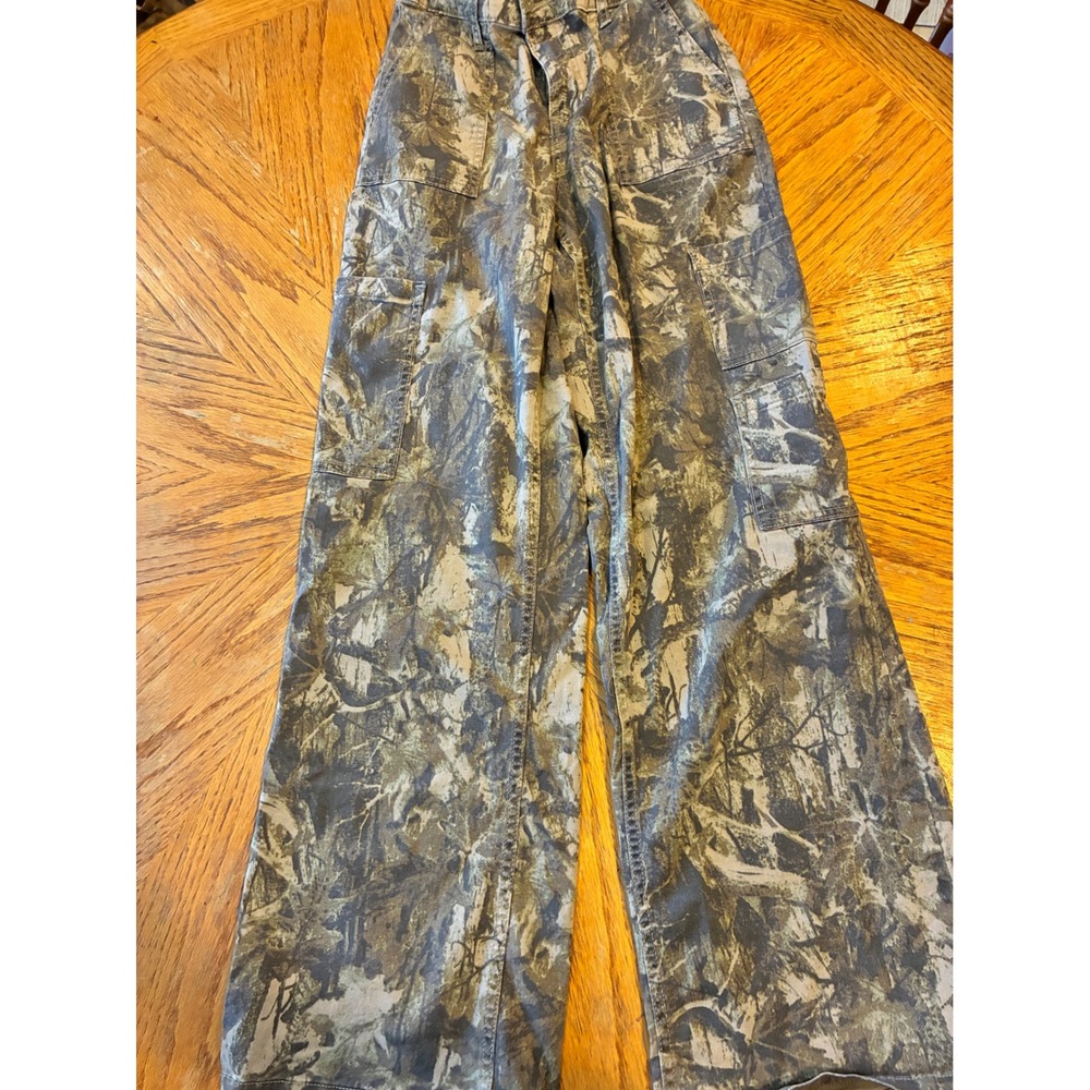 No Boundaries Women XS Camo Cargo Pants Wide Leg Elastic Waist Camouflage